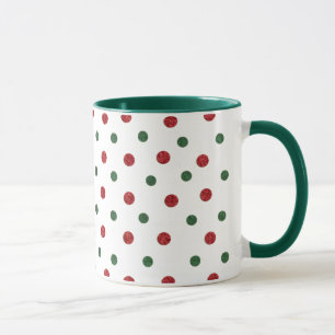 Christmas Retro Dots Pattern Red Green Mug
