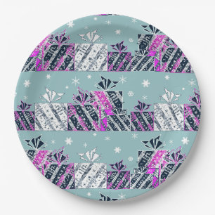 Christmas retro gift colourful paper plate