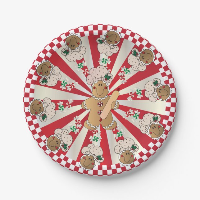 Christmas Retro Gingerbread Bakers Paper Plate (Front)