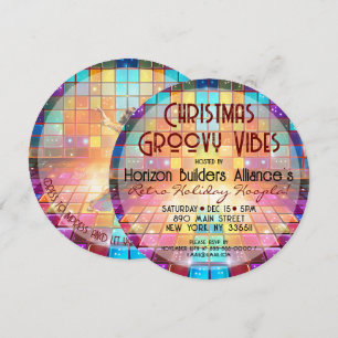 Christmas Retro Groovy Vibes Party Invitation