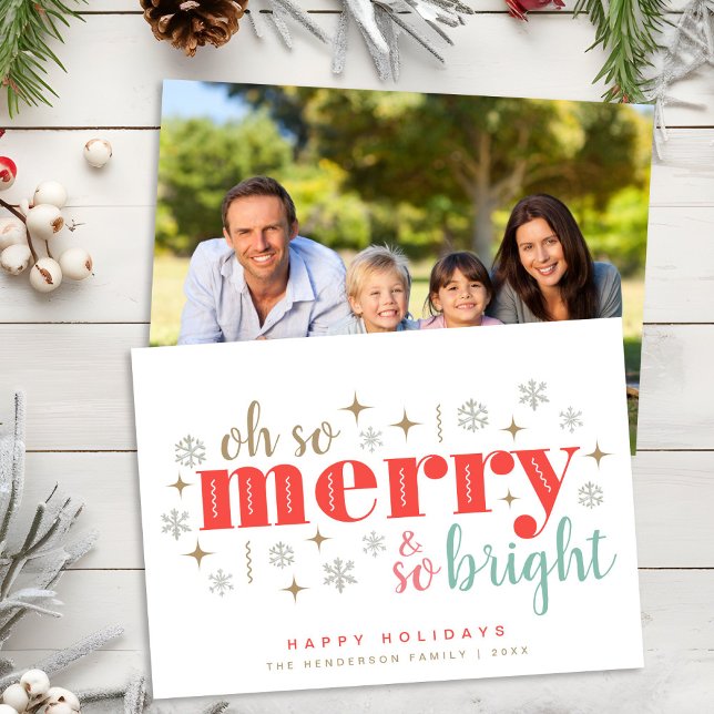 Christmas Retro Merry Bright Photo Holiday Card (Creator Uploaded)