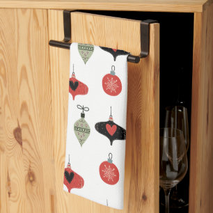 Christmas Retro Mid Century Ornaments Kitchen Towel