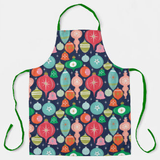 Christmas Retro Ornaments Blue Apron