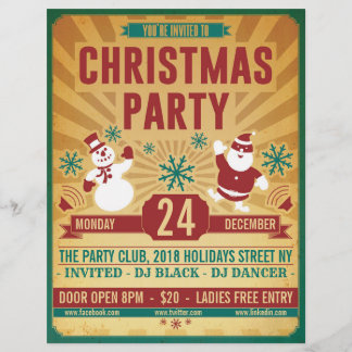 Christmas Retro Party Flyer