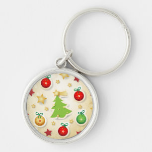 Christmas retro pattern, keychain