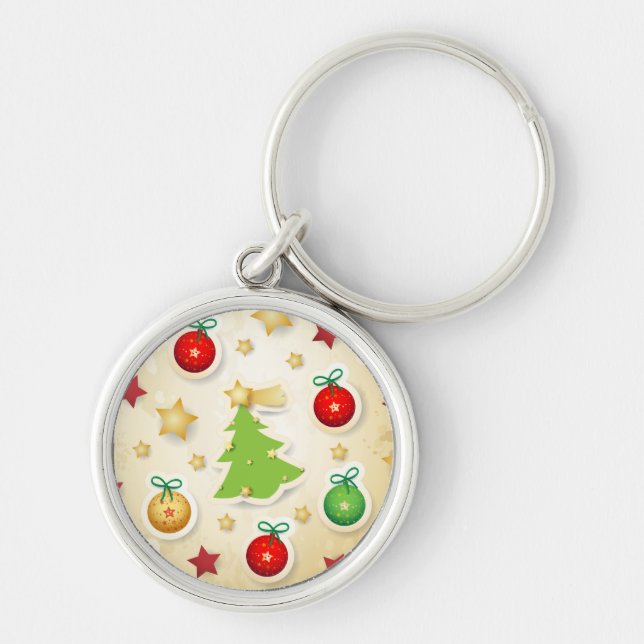 Christmas retro pattern, keychain (Front)
