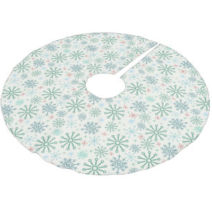 Christmas Retro Snowflakes Pattern Cream or Custom Brushed Polyester Tree Skirt