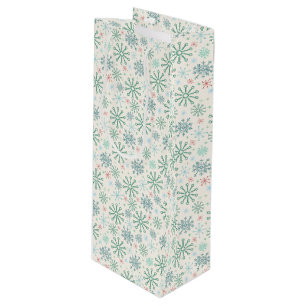 Christmas Retro Snowflakes Pattern Cream or Custom Wine Gift Bag