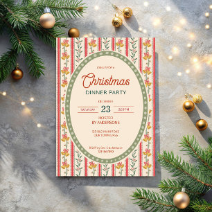 Christmas retro stripes grandmilenial dinner party invitation