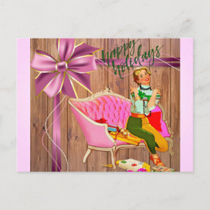 Christmas Retro Style Happy Holidays! Holiday Postcard