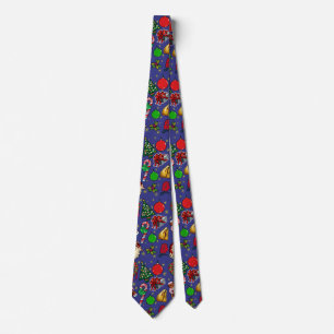 Christmas Retro Vintage Colorful Holiday Art Tie