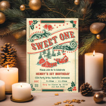 Christmas Retro Vintage Sweet One Birthday Party