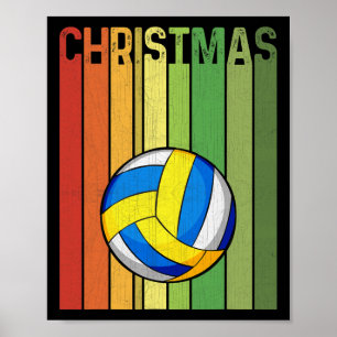 Christmas Retro Volleyball Player Cute Group Match Poster