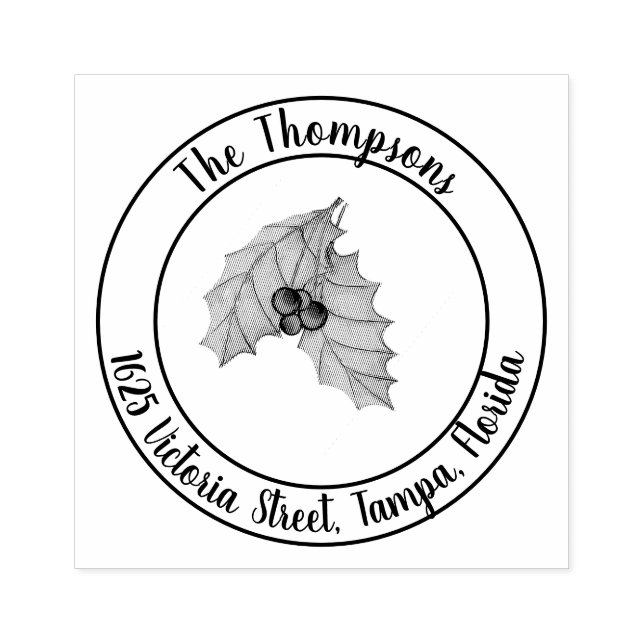 Christmas Return Address Greenery  Rubber Stamp (Imprint)