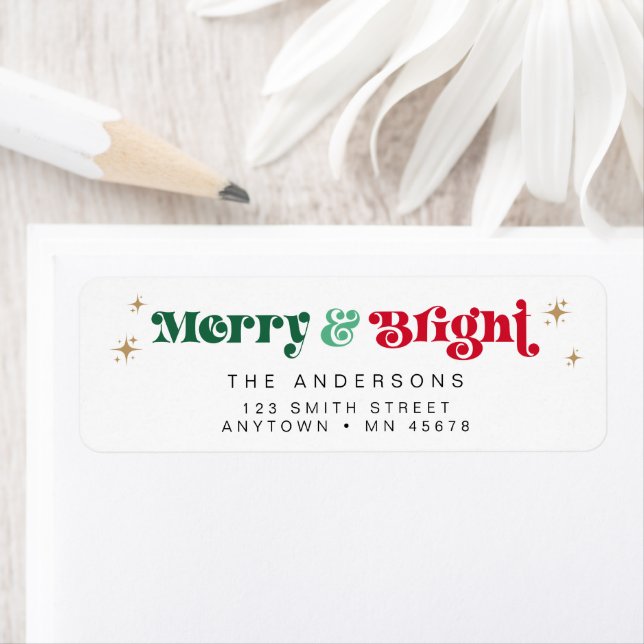 Christmas Return Address Label Holiday Retro Boho (Insitu)