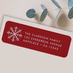 Christmas Return Address Label   Red Snowflake