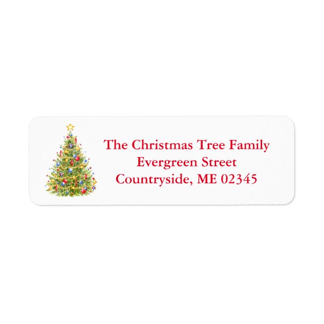 Christmas Return Address Labels Christmas Tree (Front)
