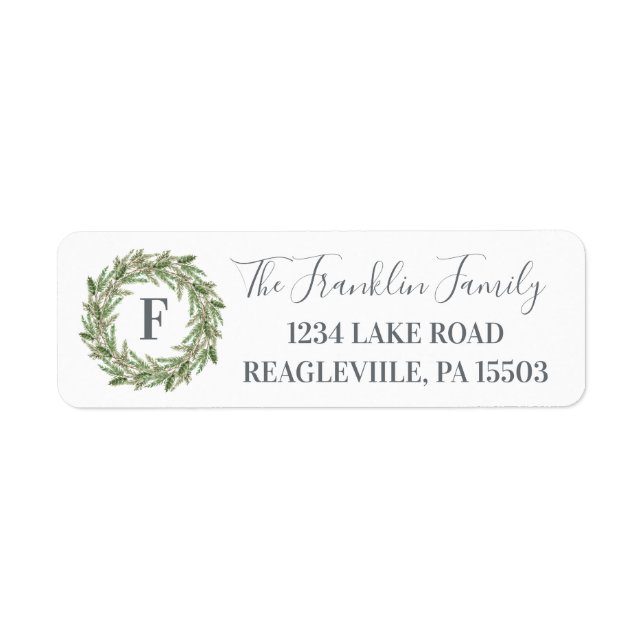 Christmas Return Address Labels, Christmas wreath (Front)