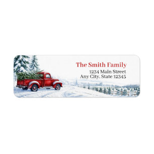 Christmas Return Address Labels   Red Truck Tree