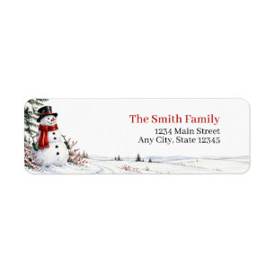 Christmas Return Address Labels Snowman Winter