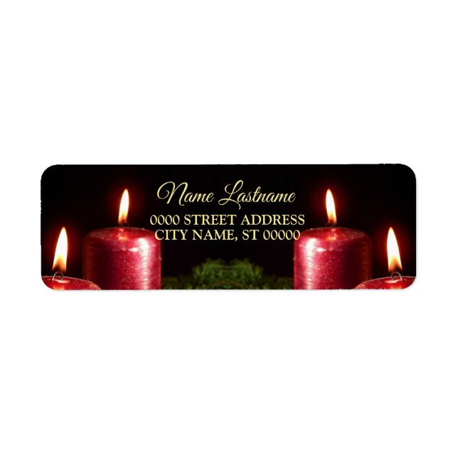 Christmas Return Address Red Candle Winter Holiday (Devant)