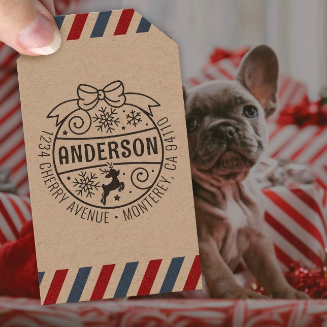 Christmas Return Address Reindeer Snowflake Self-inking Stamp (Creator Uploaded)
