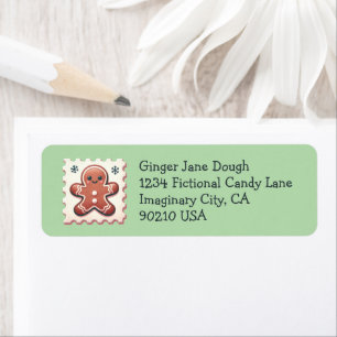 Christmas Return Label with Cute Gingerbread Stamp
