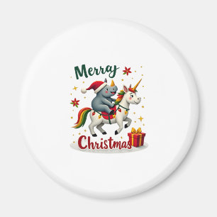 Christmas Rhino Merry Christmas Unicorn Rhino T-Sh Magnet