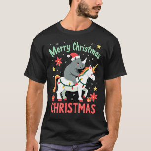Christmas Rhino Merry Christmas Unicorn Rhino T-Sh T-Shirt