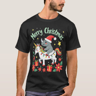 Christmas Rhino Merry Christmas Unicorn Rhino T-Sh T-Shirt