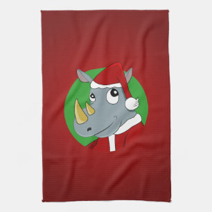 Christmas rhinoceros cartoon kitchen towel
