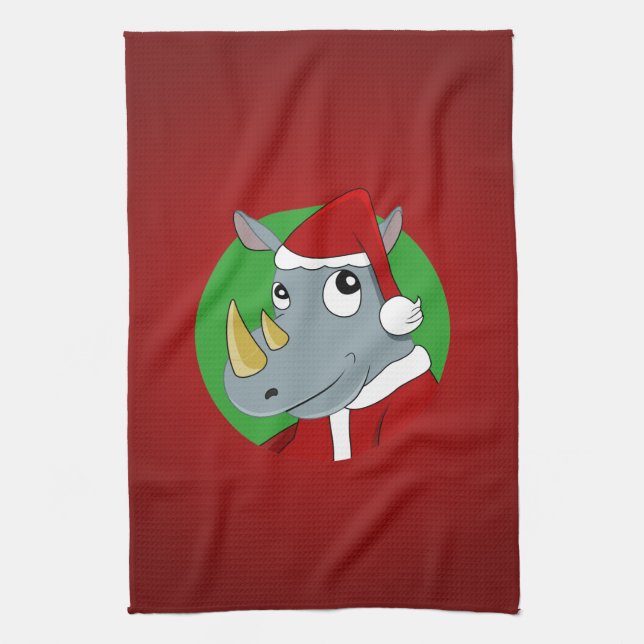 Christmas rhinoceros cartoon kitchen towel (Vertical)