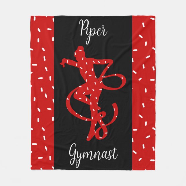 Christmas Rhythmic Gymnastics Red Candy Sprinkle Fleece Blanket (Front)
