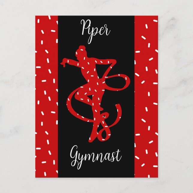 Christmas Rhythmic Gymnastics Red Candy Sprinkle Postcard (Front)