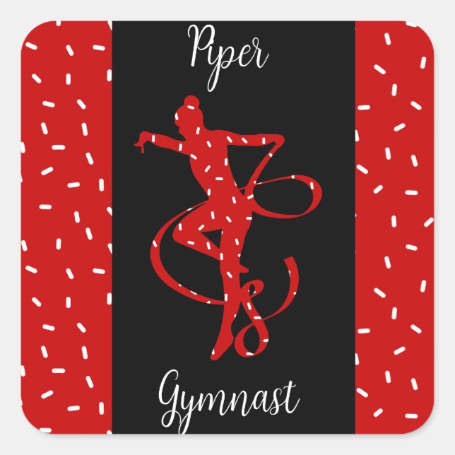 Christmas Rhythmic Gymnastics Red Candy Sprinkle Square Sticker (Front)