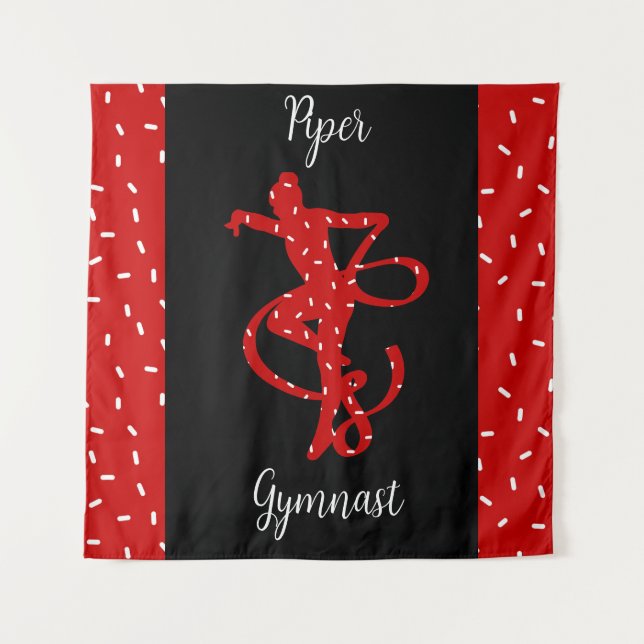 Christmas Rhythmic Gymnastics Red Candy Sprinkle Tapestry (Front)