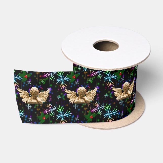 Christmas Ribbon, Christmas Angel Satin Ribbon (Spool)