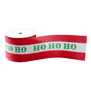 Christmas Ribbon & Ho Ho Ho Stripe Red/Green candy Grosgrain Ribbon