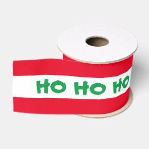 Christmas Ribbon & Ho Ho Ho Stripe Red/Green text Grosgrain Ribbon