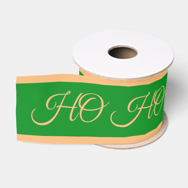 Christmas Ribbon & Ho Ho Ho Stripes Green/Gold Grosgrain Ribbon (Spool)