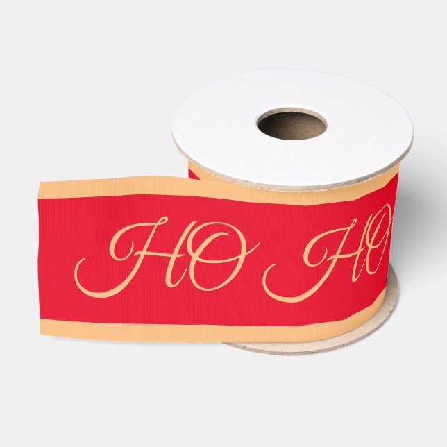 Christmas Ribbon & Ho Ho Ho Stripes Red/Gold candy Grosgrain Ribbon (Spool)