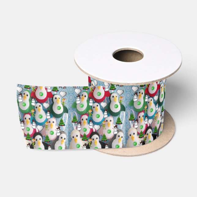 Christmas Ribbon, Penguin Satin Ribbon (Spool)