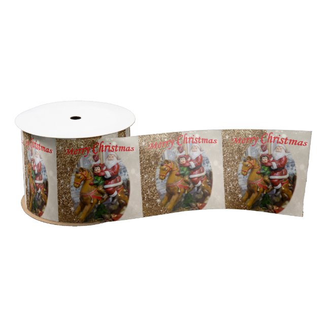 Christmas Ribbon, Santa Satin Ribbon (Spool)