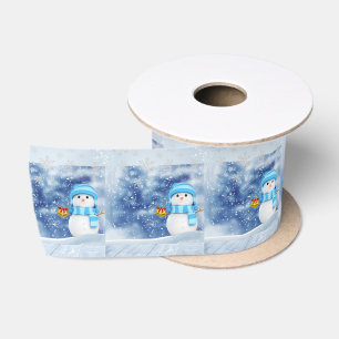 Christmas Ribbon, Snowman Satin Ribbon