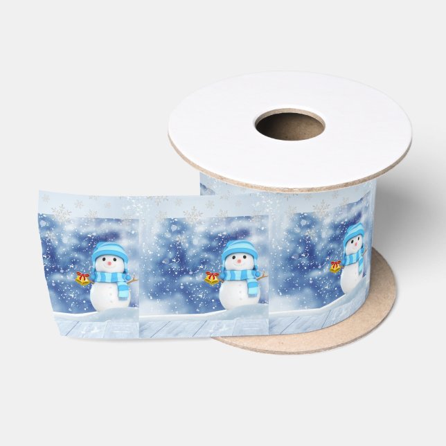 Christmas Ribbon, Snowman Satin Ribbon (Spool)