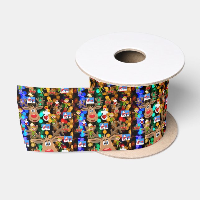 Christmas Ribbon, Snowman Satin Ribbon (Spool)