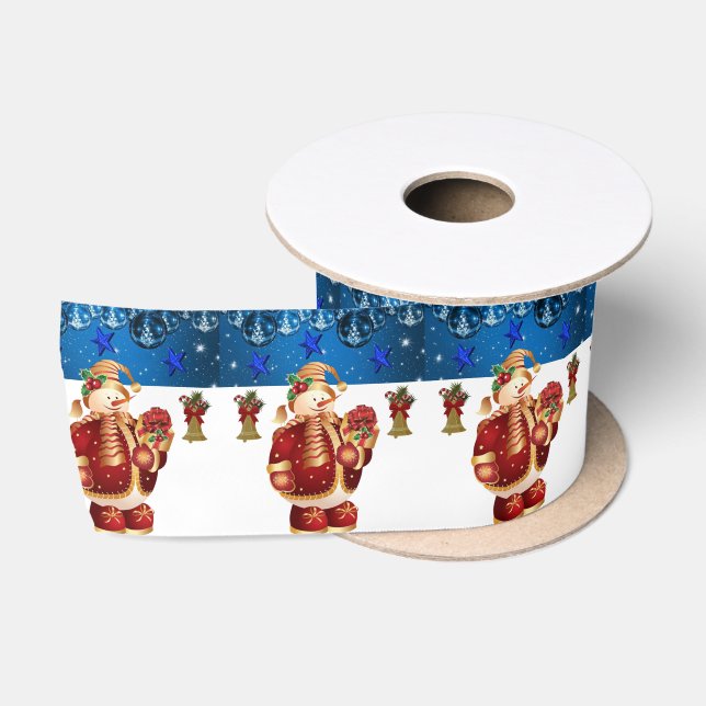 Christmas Ribbon, Snowman Satin Ribbon (Spool)