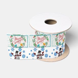 Christmas Ribbon, Snowman Satin Ribbon