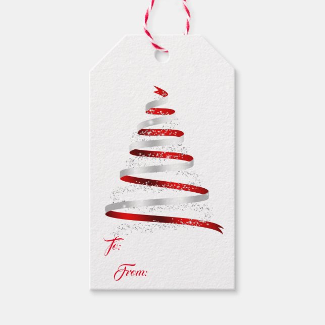 Christmas Ribbon Tree Gift Tags (Front)