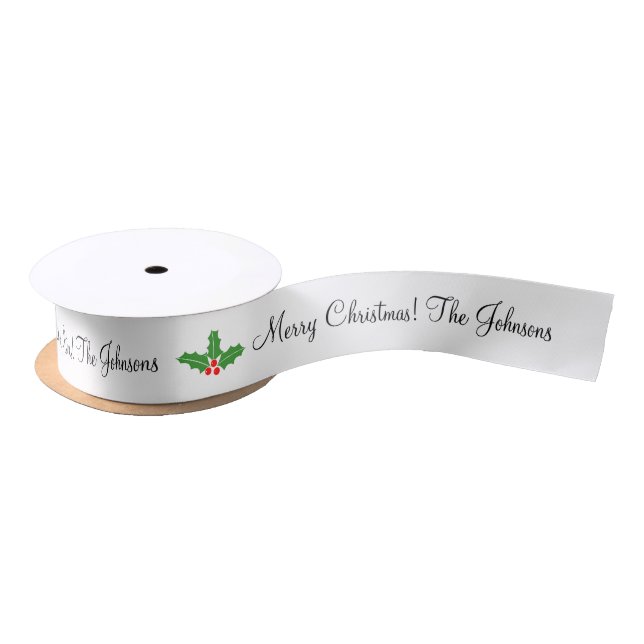 Christmas ribbon with custom Holiday greetings Satin Ribbon (Spool)